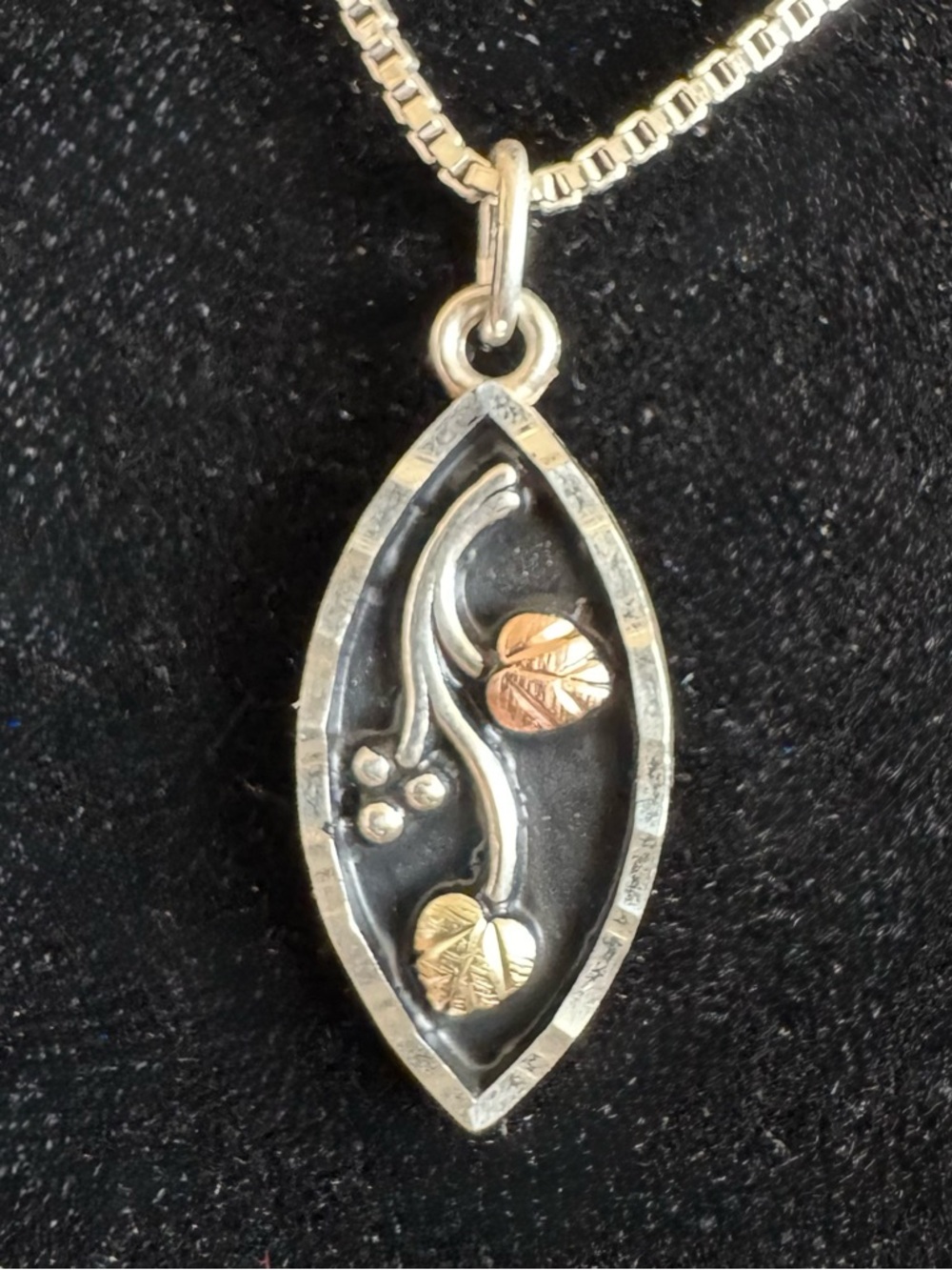 Coleman Black Hills Sterling Silver & Gold Small Teardrop Pendant - Picture 3 of 5